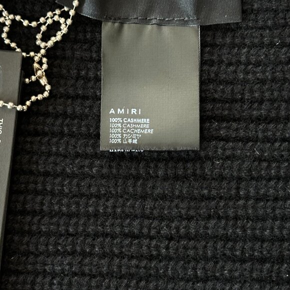 Amiri Black & White Wool Knit MA Logo Scarf - Picture 3 of 3